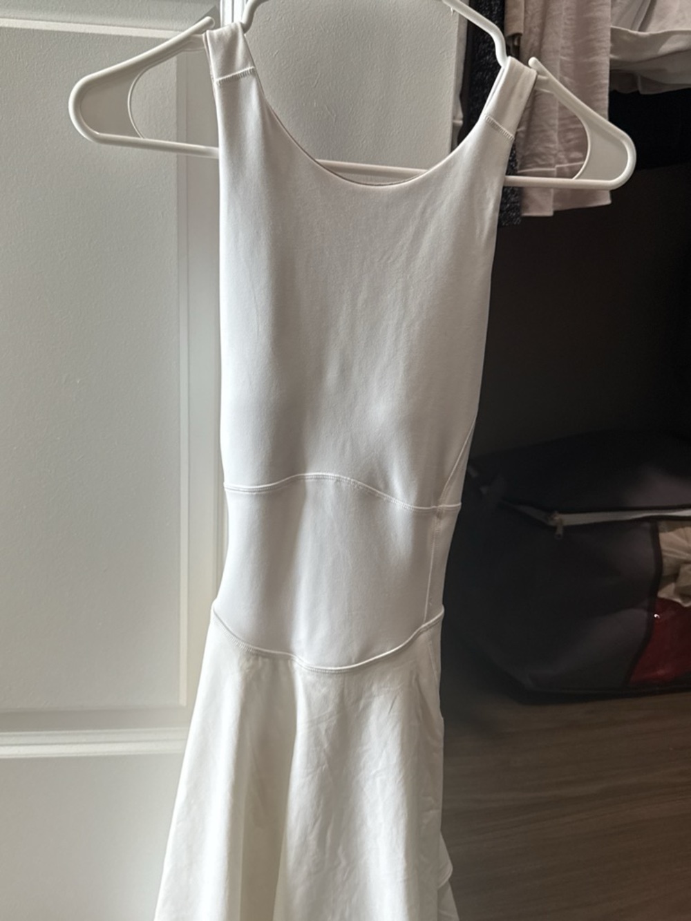 Sleeveless White Midi Fit-and-Flare Dress